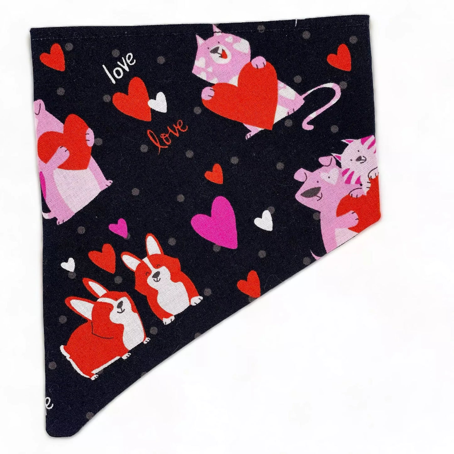 Black Furry Friends Pet Bandana-Valentine