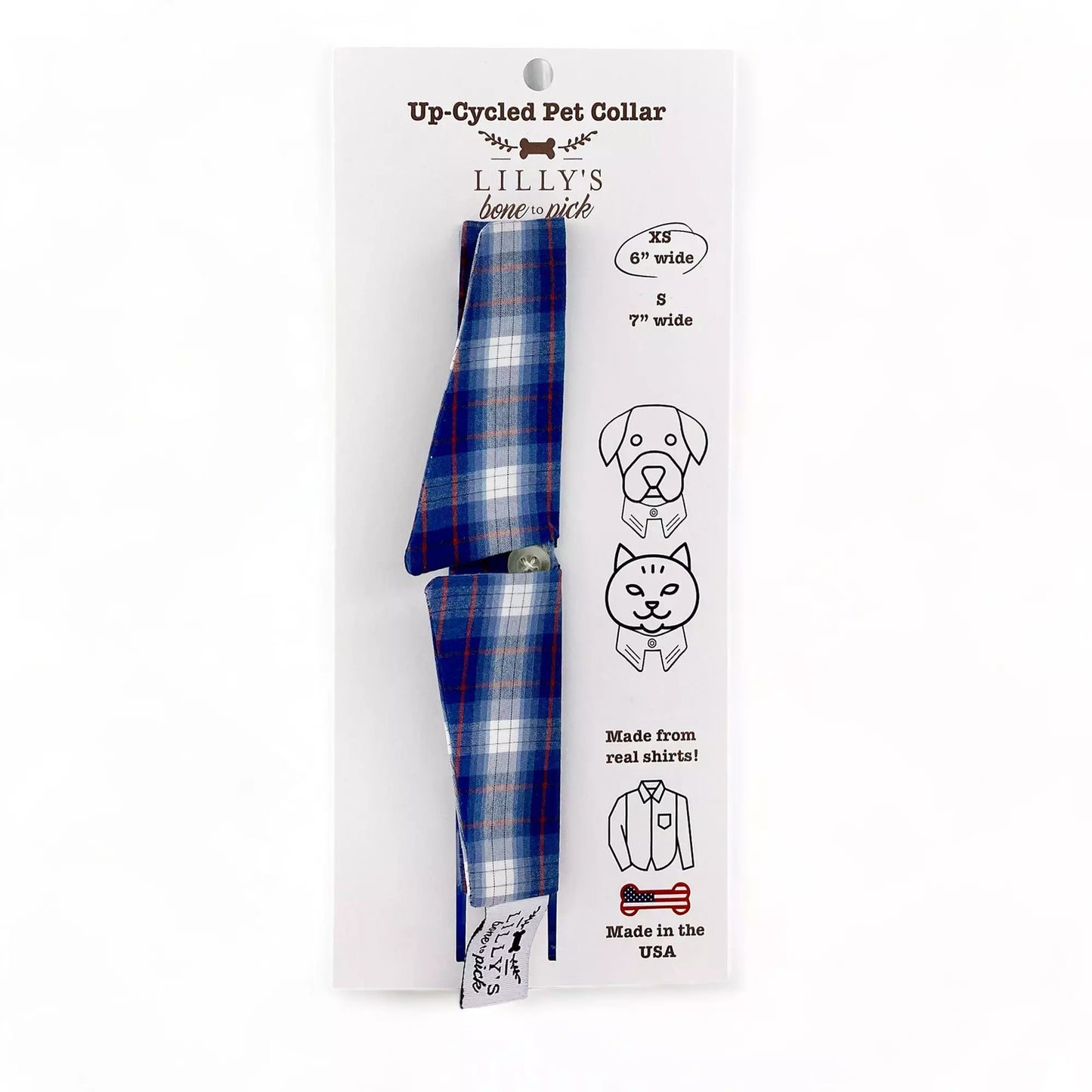Blue Red Plaid Collar