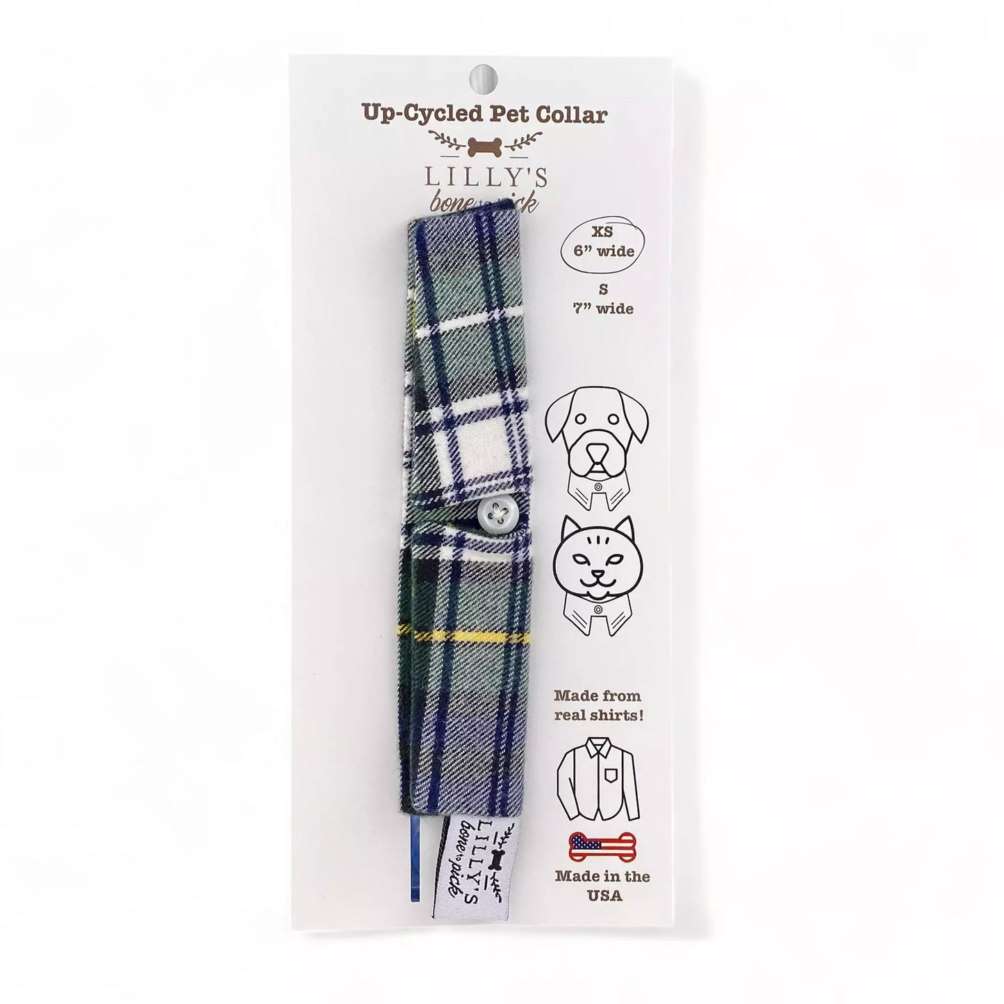 Green & Blue White Plaid Flannel Collar