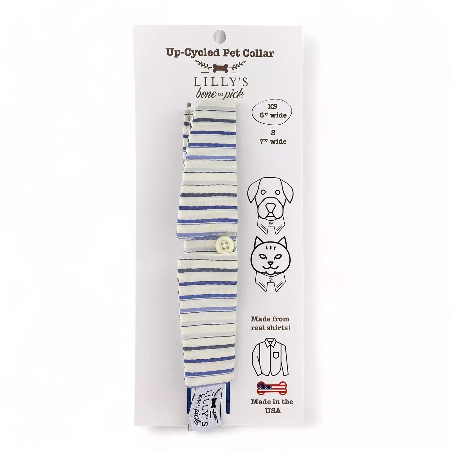 Off White Blue Stripe Collar