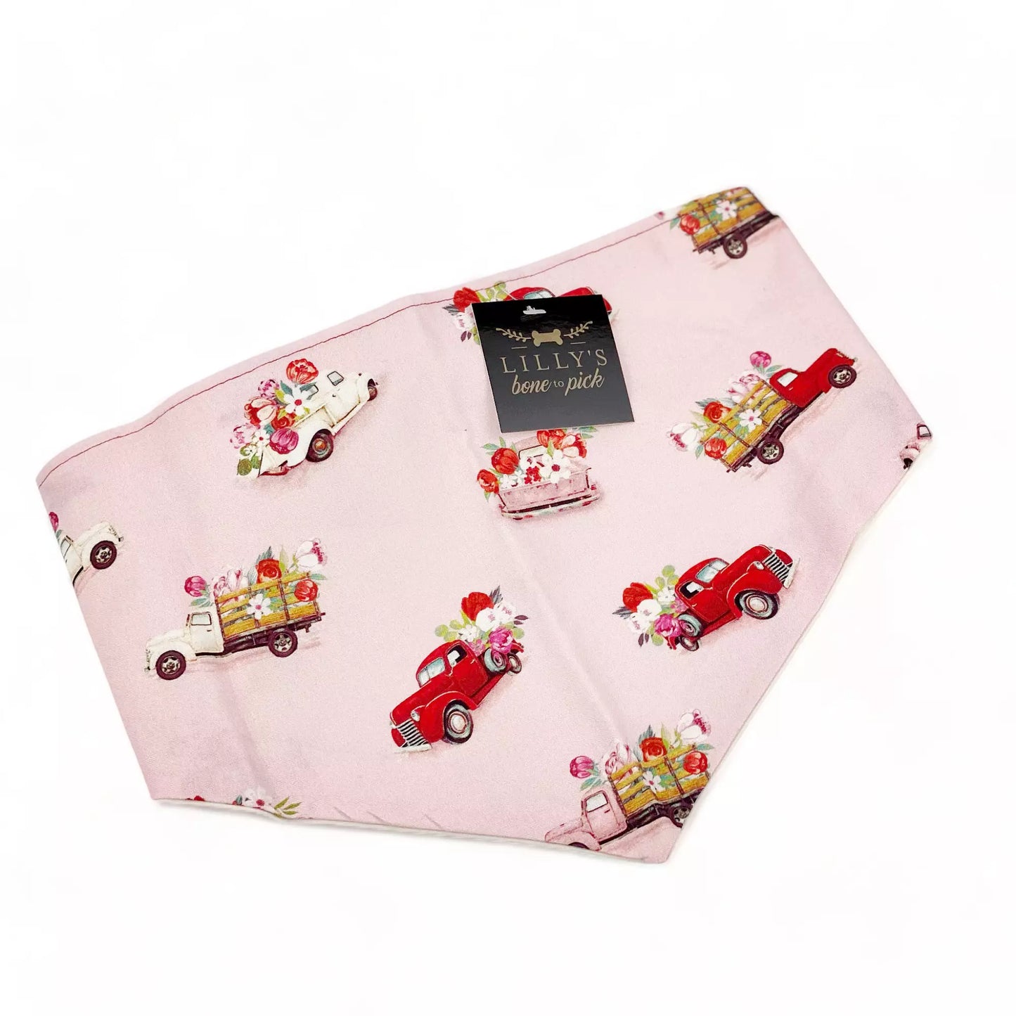 Pink Vintage Trucks Pet Bandana-Valentine