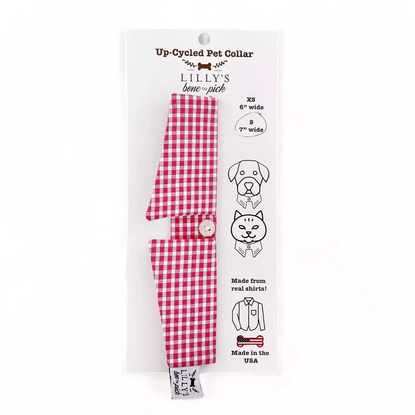Pink & White Check Collar