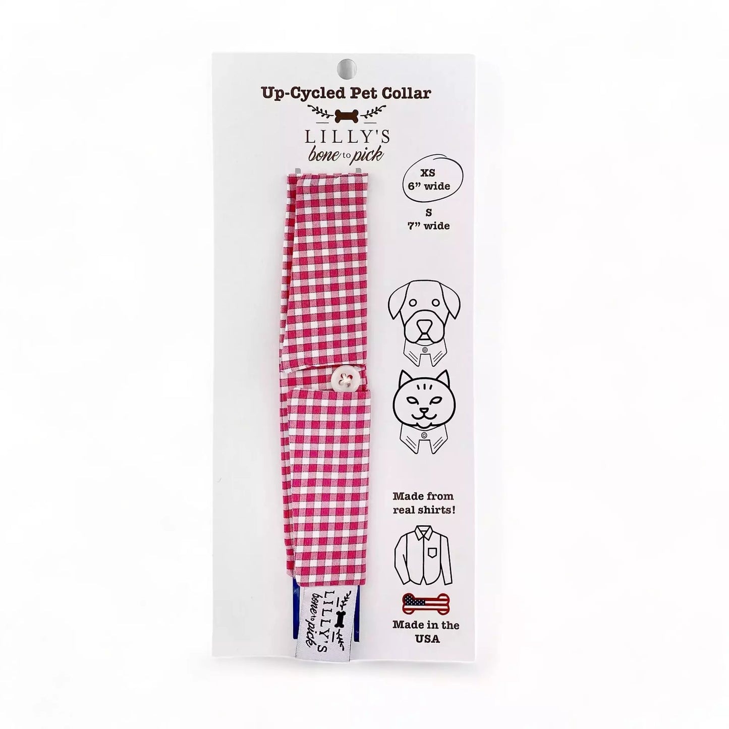Pink & White Check Collar