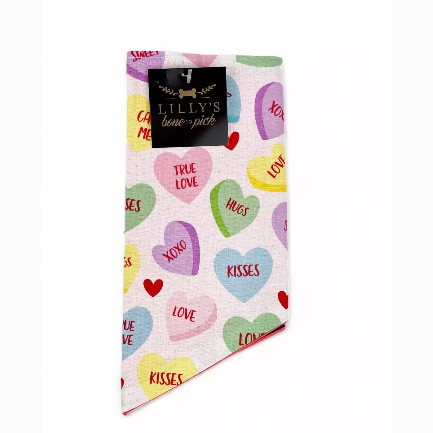 White Conversation Hearts Pet Bandana-Valentine