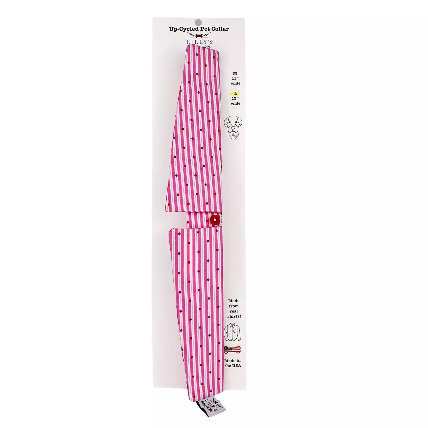 White & Pink Dot & Stripe Collar