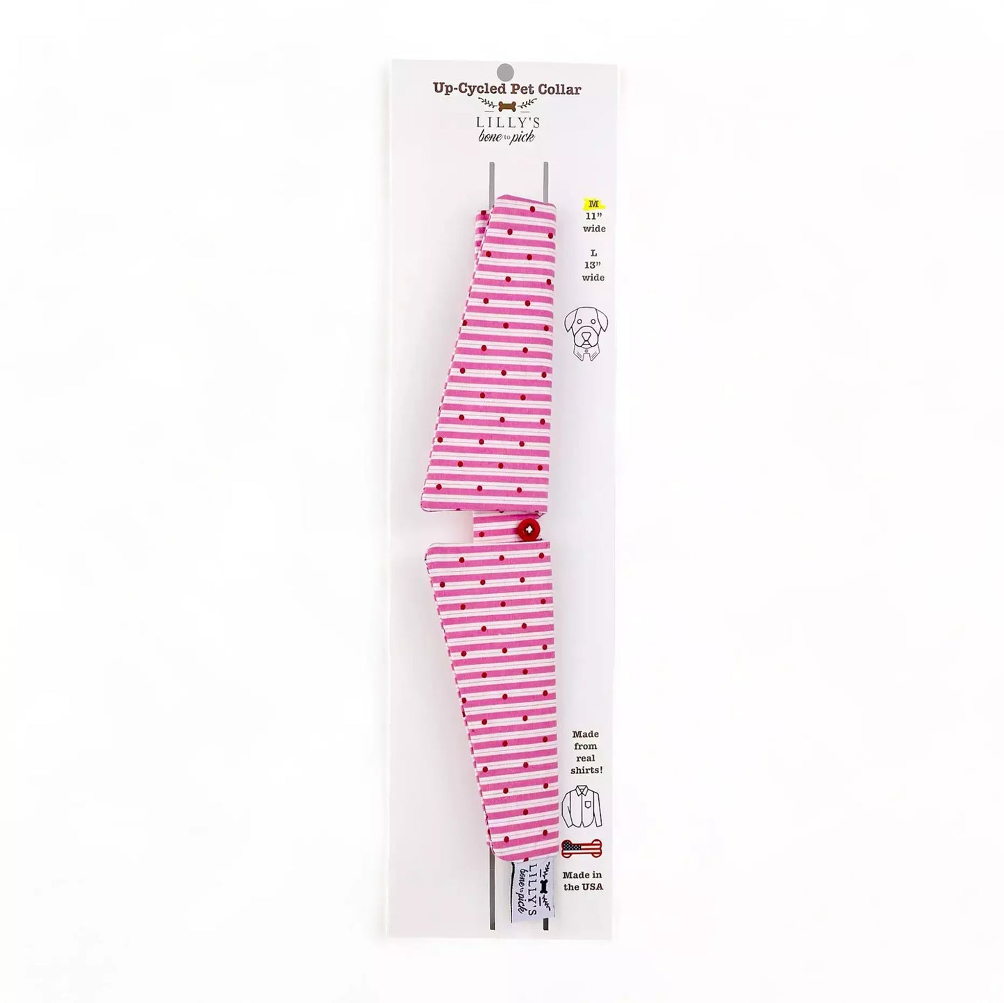 White & Pink Dot & Stripe Collar