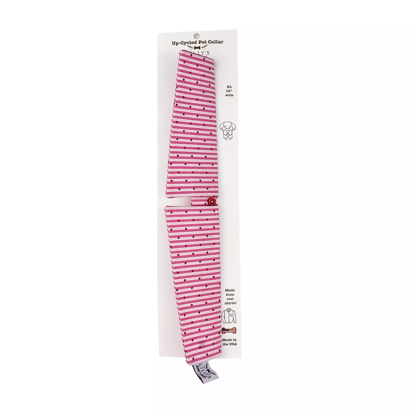 White & Pink Dot & Stripe Collar