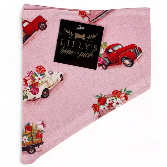 Pink Vintage Trucks Pet Bandana-Valentine