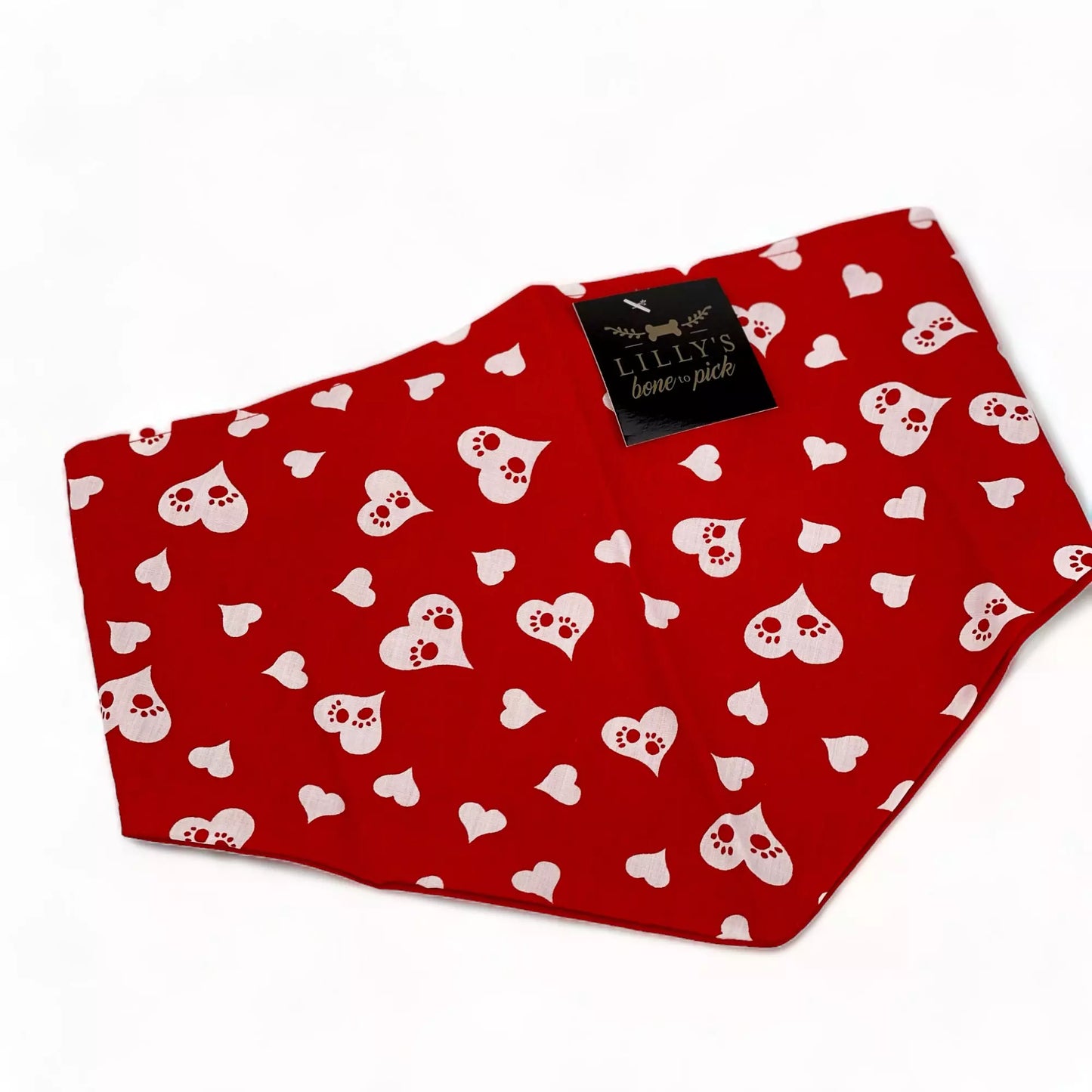Red with White Hearts Pet Bandana-Valentine